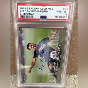 2018 Topps Stadium Club MLS Keegan Rosenberry Auto #74 Phili Union PSA 8 NM MINT